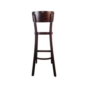 Super-Seat | Felix industriële houten barkrukken donkerbruin | Donkerbruine houten barkruk met gebogen rugleuning; stevige, vierpoots constructie. | Horecameubilair