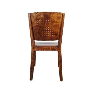 Super-Seat | The Marlow houten caféstoel Warme patina hout, slanke spijlen, kleine ronde gaten in de rugleuning, stevig en klassiek ontwerp. | Horecameubilair