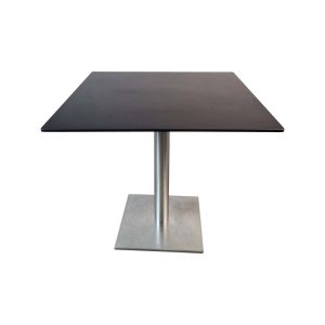 Super-Seat | The Forge bistro terrastafels HPL zwart 80x80 incl. onderstel | Zwart HPL blad, vierkant, metalen centrale poot op vierkante plaat |. | Horecameubilair
