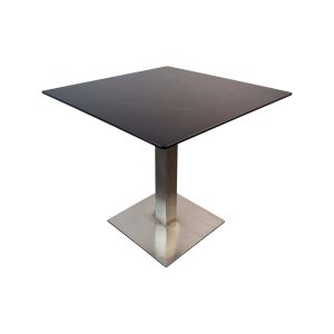 Super-Seat | Zwarte HPL tafelblad, 80x80 cm, metalen voet, modern en strak design. | Horecameubilair