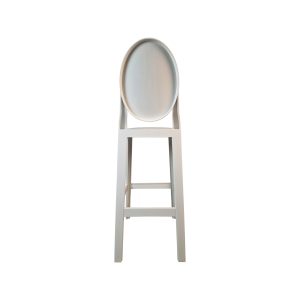 Super-Seat | Witte houten barkruk met ronde rugleuning en vier rechte poten. | Horecameubilair