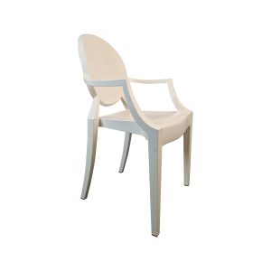 Super-Seat | Kartell Victoria Ghost stoel wit Witte kunststof stoel, transparant design, ronde rugleuning, moderne uitstraling. | Horecameubilair