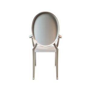 Super-Seat | De Kartell Victoria Ghost stoelen wit van Philippe Starck | Transparant wit kunststof met ronde vloerkleed, rechte poten, elegant modern ontwerp. | Horecameubilair
