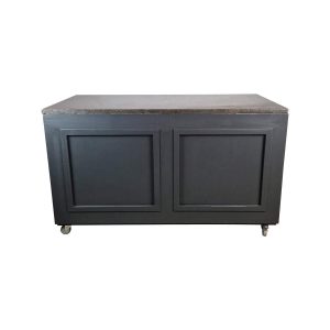 Super-Seat | De Verrijdbare buffetkasten antraciet met marmer blad 160x80cm | Zwarte kast met marmerlook blad, 2 deuren, metalen handgrepen en wieltjes |. | Horecameubilair