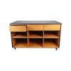 Super-Seat | Antraciet houten kast, marmeren blad, 3 laden, legplanken, zwenkwieltjes |. | Horecameubilair