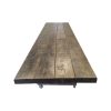 Super-Seat | Jorg verrijdbare steigerhouten (terras) stamtafel 330x90cm Lichtbruin steigerhout met zichtbare nerven, robuuste rechthoekige vorm, metalen wielen. | Horecameubilair