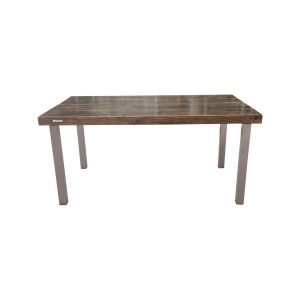 Super-Seat | Jorg steigerhouten (terras) tafel 165x90cm | Donker houten blad, metalen rechte poten, robuust en industrieel design. | Horecameubilair