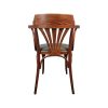 Super-Seat | The Classic Thon vintage armstoelen | Groene stoffen zitting, houten frame en armleuningen, rugleuning in waaiervorm. | Horecameubilair
