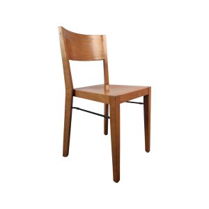 Super-Seat | The Arden Hutten houten designstoelen in warme houttint | Stoel van warm gelakt hout met metalen steunbalk, gebogen rugleuning, strakke vormen. | Horecameubilair