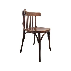 Super-Seat | The Bexley vintage houten Thon stoelen spijlen | Donkerbruine houten stoel met gebogen rugleuning, verticale spijlen en ronde zitting. | Horecameubilair