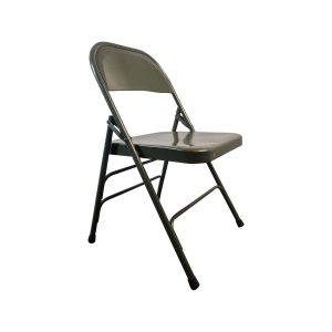 Super-Seat | A FieldFold vintage metalen (terras) leger-klapstoel | Legergroen metalen klapstoel met gebogen tapijt, vlakke zitting; klassiek design. | Horecameubilair