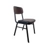 Super-Seat | Jody horeca design stoelen zwart / bruin stapelbaar | Zwarte metalen stoel, donker houten rugleuning, gestoffeerde zitting, vier rechte poten. | Horecameubilair