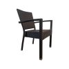 Super-Seat | The Metro horeca terrasstoelen zwart met arm | Zwarte wicker terrasstoel; kunststof vlechtwerk, metalen frame, armleuningen, moderne look. | Horecameubilair