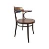 Super-Seat | The Milford vintage houten Thon armstoelen donkerbruin | Donkerbruine houten armstoel met gebogen rugleuning en ronde zitting. Vintage uitstraling. |. | Horecameubilair