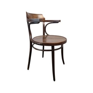 Super-Seat | The Milford vintage houten Thon armstoelen donkerbruin | Donkerbruine houten armstoel met gebogen rugleuning en ronde zitting. Vintage uitstraling. |. | Horecameubilair