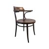 Super-Seat | The Sofia vintage houten Thon caféstoelen met armleuning | Donker hout, ronde zitting, gebogen rugleuning, slanke poten, vintage uitstraling. | Horecameubilair