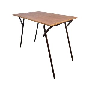 Super-Seat | The Tudor vintage houten examen klaptafels 60x90cm | Rechthoekige klaptafel, houten blad, zwarte metalen poten, warmbruin en zwart |. | Horecameubilair