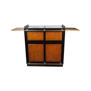 Super-Seat | Houten barmeubel met zwarte accenten, klapbladen en dambord, rechthoekig model. | Horecameubilair