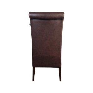 Super-Seat | The Lisa horeca stoelen zwart Diego Zwarte horeca stoel met hoge deken, bruine kunstleer, rechte donkere houten poten. | Horecameubilair