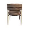 Super-Seat | De Mounira design armstoel mokka fluweel Fluwelen mokkabruin, afgeronde rugleuning, gouden metalen poten, achteraanzicht. | Horecameubilair