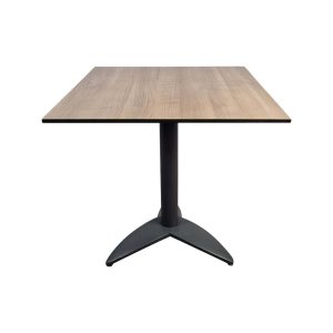 Super-Seat | Houston Cognac Tafel Vierkante lichtbruine houten top, zwart metalen poot met driepotig onderstel, modern design. | Horecameubilair