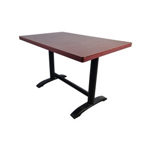 Super-Seat | Een rechthoekige houten tafel met een donkerbruin houten blad en zwarte metalen poten, modern en strak design. |. | Horecameubilair