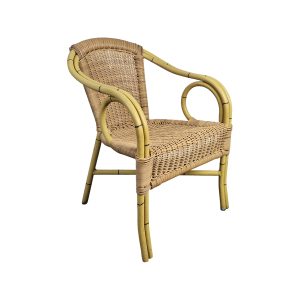 Super-Seat | Zwarte rieten stoel met natuurlijke afwerking, gebogen armleuningen en gevlochten zitting/rugleuning. | Horecameubilair