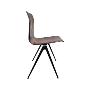 Super-Seat | Galvanitas S17 SC zwart bruin carbonhout stoel | Zwart metalen poten en gebogen bruine carbonhouten zitting en rug, zijaanzicht. | Horecameubilair
