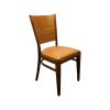 Super-Seat | Lisa houten horeca stoelen met cognac zitting | Massief houten stoel, gebogen rugleuning, cognackleurige stof, warme afwerking. | Horecameubilair