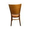 Super-Seat | Houten stoel met gebogen rugleuning, cognackleurig kunstleren zitvlak, witte achtergrond. | Horecameubilair