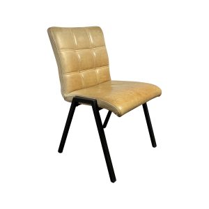 Super-Seat |Lisa houten stoel|Tan gestoffeerde stoel met cognac zitting, metalen poten, raster rugleuning; lichte houtaccenten. | Horecameubilair