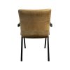 Super-Seat | Lisa houten horeca stoel | Cognac leren zitvlak, licht gebogen rugleuning, zwarte metalen armen & poten, hout afgewerkt. | Horecameubilair