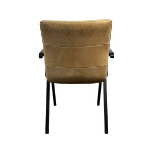 Super-Seat | Lisa houten horeca stoel | Cognac leren zitvlak, licht gebogen rugleuning, zwarte metalen armen & poten, hout afgewerkt. | Horecameubilair