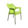 Super-Seat | The Educa vintage schoolstoelen zwart | Groene kunststof stoel met gebogen armleuningen, zwarte metalen poten; schoolstijl. | Horecameubilair