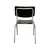 Super-Seat | Educa vintage schoolstoelen zwart | Metalen stoel met donker houten rugleuning en zitting, licht frame, op witte achtergrond. | Horecameubilair