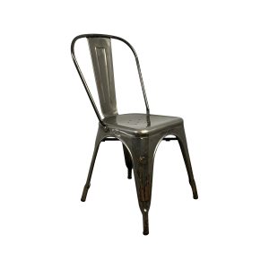 Super-Seat | Zwarte metalen tuinstoel met armleuningen, gebogen rugleuning en vier poten. | Horecameubilair