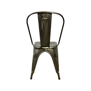 Super-Seat | De Lix (terras) stapelstoelen vintage metaalzilveren stoel Zilveren metalen stoel, gebogen vloerkleed en rechthoekige steun, industriële look. | Horecameubilair