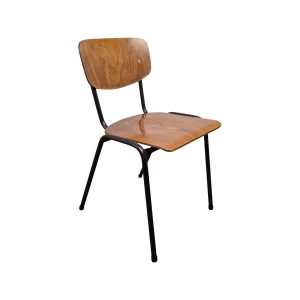 Super-Seat | Galvanitas S17 SC stoel | Zwartbruine stoel met gebogen carbonhout, zwartbruine metalen poten, zichtbaar schroefwerk. | Horecameubilair