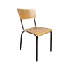 Super-Seat | Galvanitas S17 SC Zwart Bruin Stoel met donker carbonhout zitting, rugleuning en zwartbruine metalen poten. | Horecameubilair