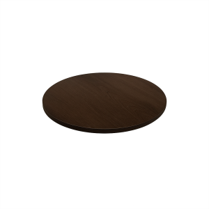 Super-Seat |Donkerbruin melamine tafelblad met ronde hoeken, eiken look, tegen witte achtergrond. | Horecameubilair