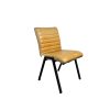 Super-Seat | Chicago horeca stapelstoelen Tan geribbelde stoel, zwarte metalen poten, gestoffeerd en nietelbaar, ideaal voor horeca. | Horecameubilair