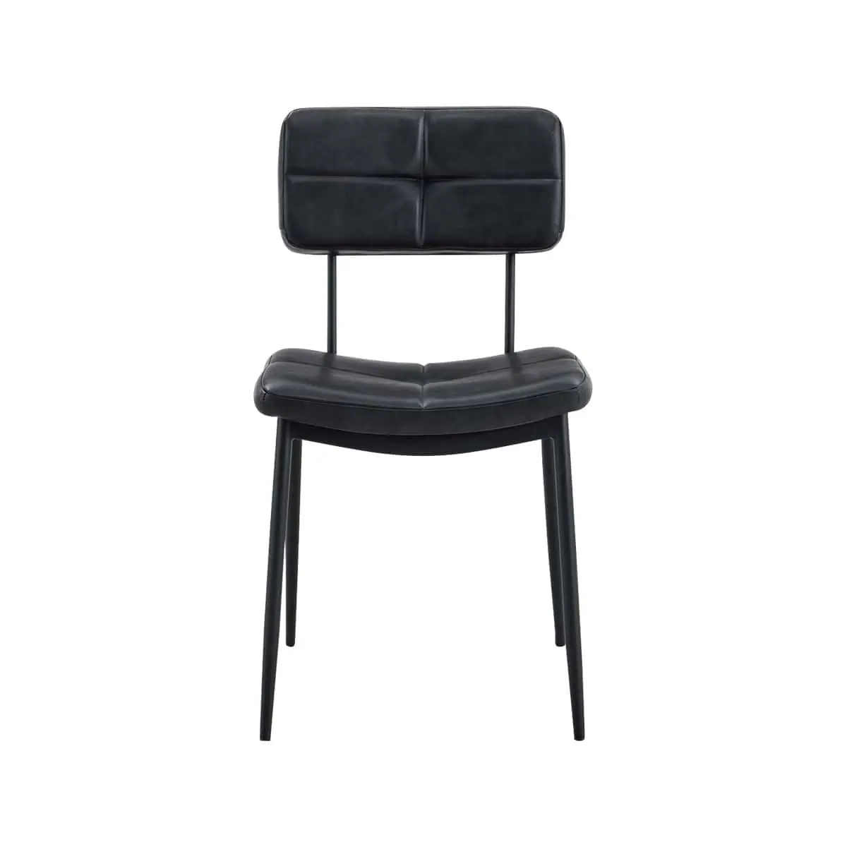 Super-Seat | Moderne zwarte stoel met velours zitting, stiksel en strakke metalen poten. | Horecameubilair