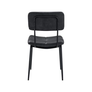 Super-Seat | Maison design stoelen velours Mokka | Zwarte stoel in velours met metalen poten, minimalistisch model, foto van achter tegen wit. | Horecameubilair