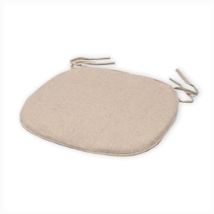 Super-Seat | Beige zitkussen met afgeronde hoeken, stoffen strikbanden; past op stoel, bank of kruk. 100% katoen. | Horecameubilair
