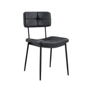 Super-Seat |Vintage Leren Stoel in Cognac Vintage cognackleurig leren stoel, metalen schuine poten, gecapitonneerde zitting en vloerkleed. | Horecameubilair