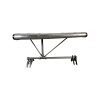 Super-Seat | The Navigator vintage bijzettafel metaal 178x75cm | Ronde metalen bijzettafel met klinknagels, schuine steunen en metalen voet, zilvergrijs. | Horecameubilair