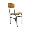 Super-Seat | Vince vintage schoolstoelen | Lichtbruin houten zitvlak/rug, grijs metalen frame, zwarte doppen, retro uitstraling. | Horecameubilair