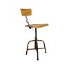 Super-Seat | Industriële Stoel Metaal Zwart Hout | Vintage houten stoel met metalen zwart onderstel en zwarte dopjes, verleden bij zwarte Horeca tafels. | Horecameubilair