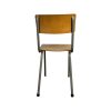 Super-Seat | Ardell vintage houten antraciet schoolstoel | Antraciet houten stoel, metalen poten, houten zitting en rugleuning, witte achtergrond. | Horecameubilair