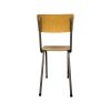 Super-Seat | De Graphit vintage houten grijs metalen schoolstoel | Lichtbruin hout, grijs metaal, 4 poten, vloerkleed en zitting, achterkant, witte achtergrond. | Horecameubilair